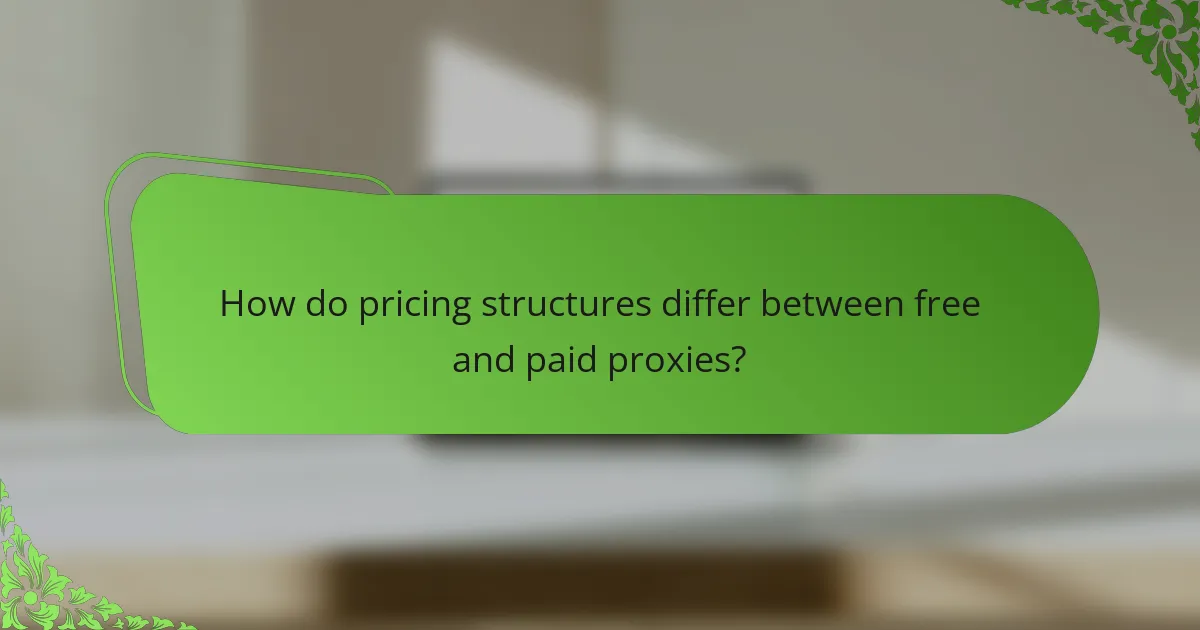 How do pricing structures differ between free and paid proxies?